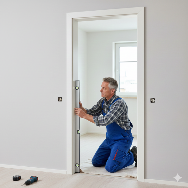 Zimmertür mit Zarge und beschlag Montage